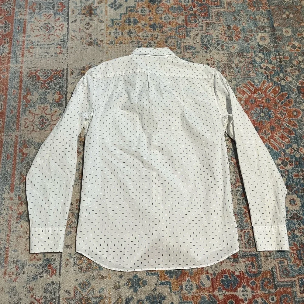 J. Crew secret wash geometric print organic cotton slim shirt